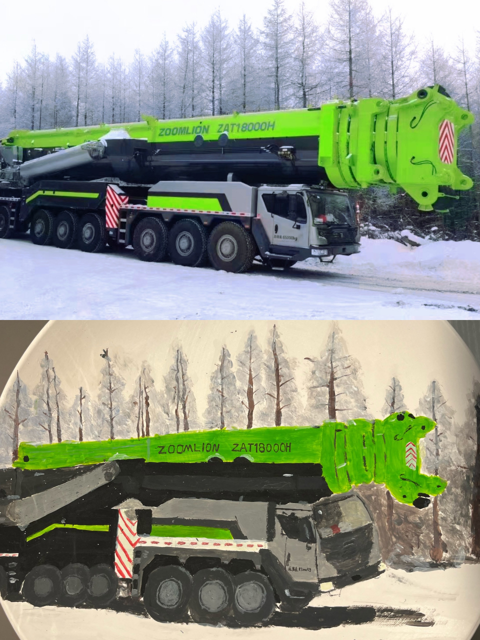 丙烯画吊车 酷90 给我家王先生画个吊车 要了好久了 给他安排上