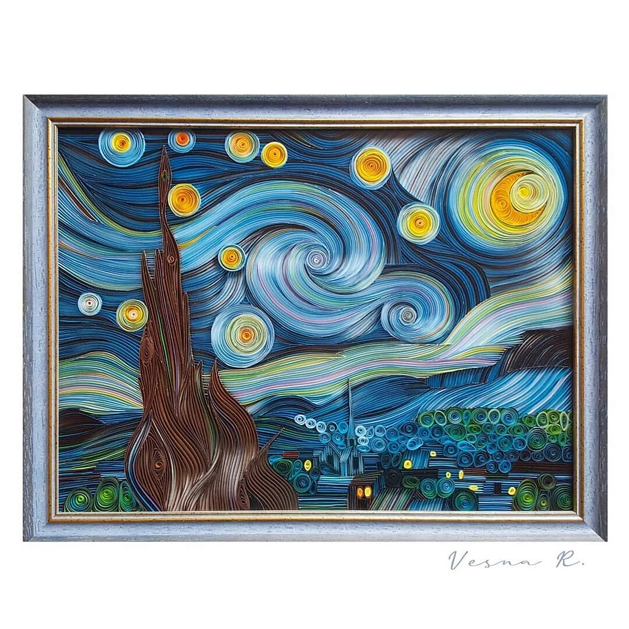 纸艺|衍纸:卷卷卷6015用卷纸重现94世界名画6015 作品分享