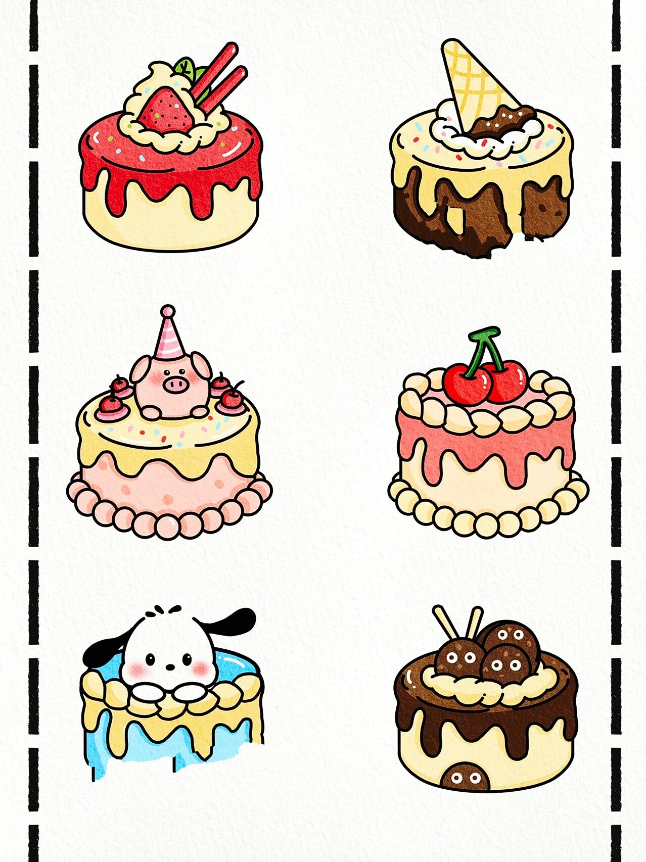 夏日超萌蛋糕简笔画