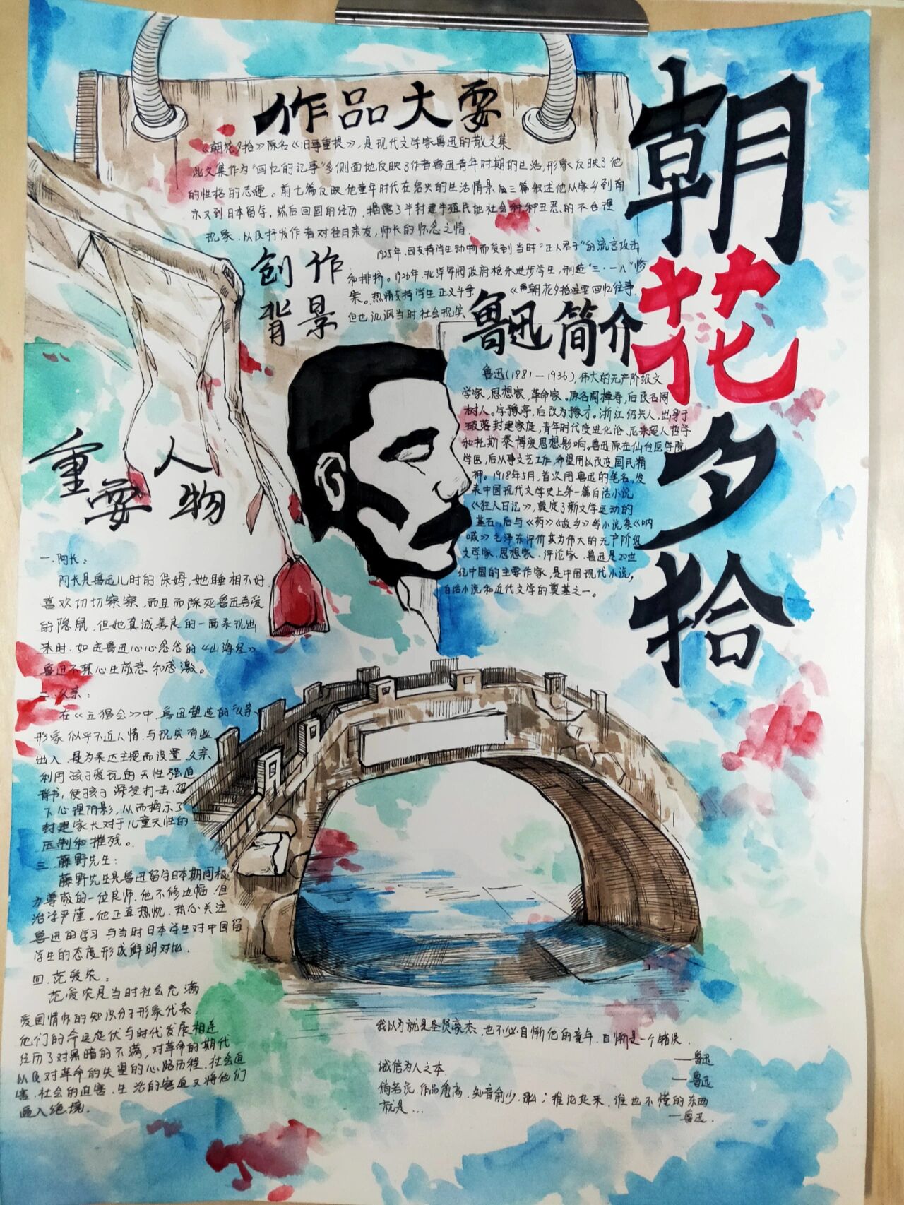 学校作业 好书推荐卡,4开 好书推荐《朝花夕拾》