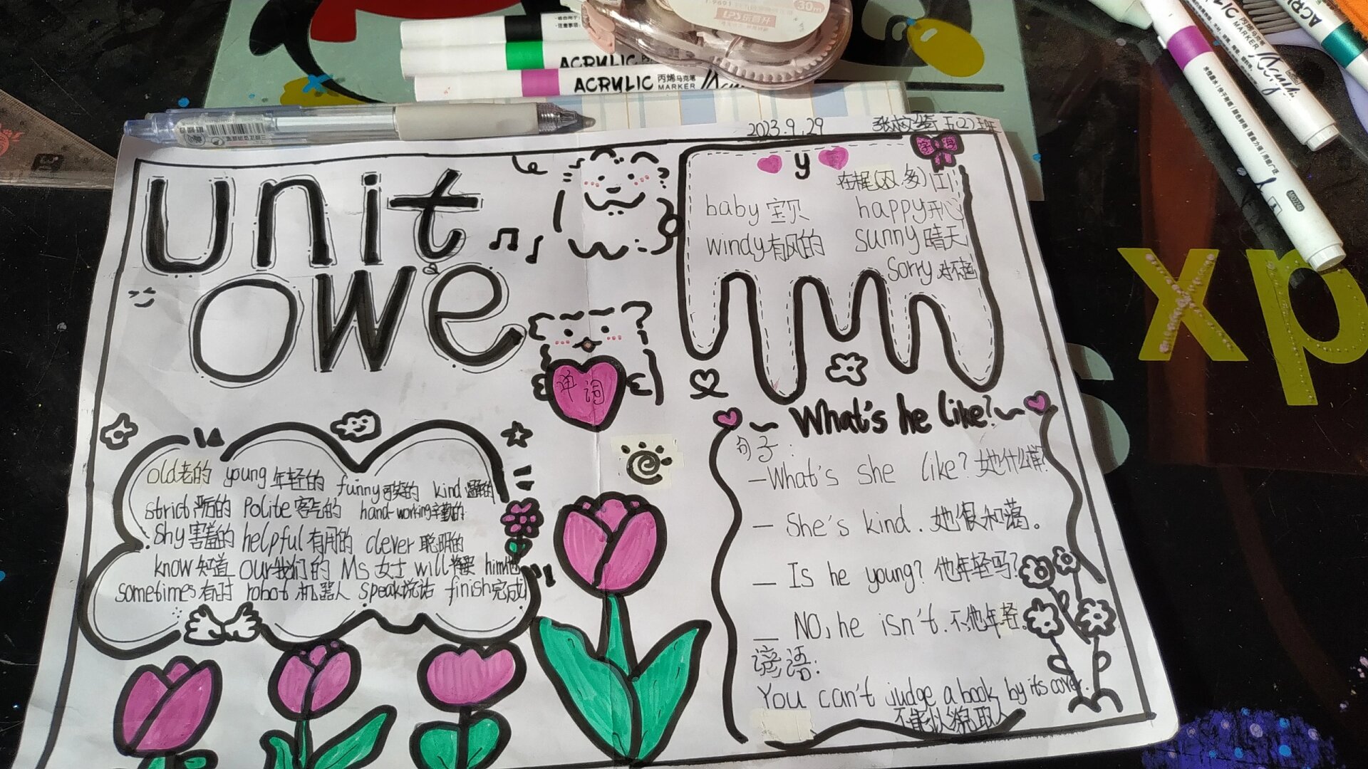 我画的五年级上册英语第一单元思维导图