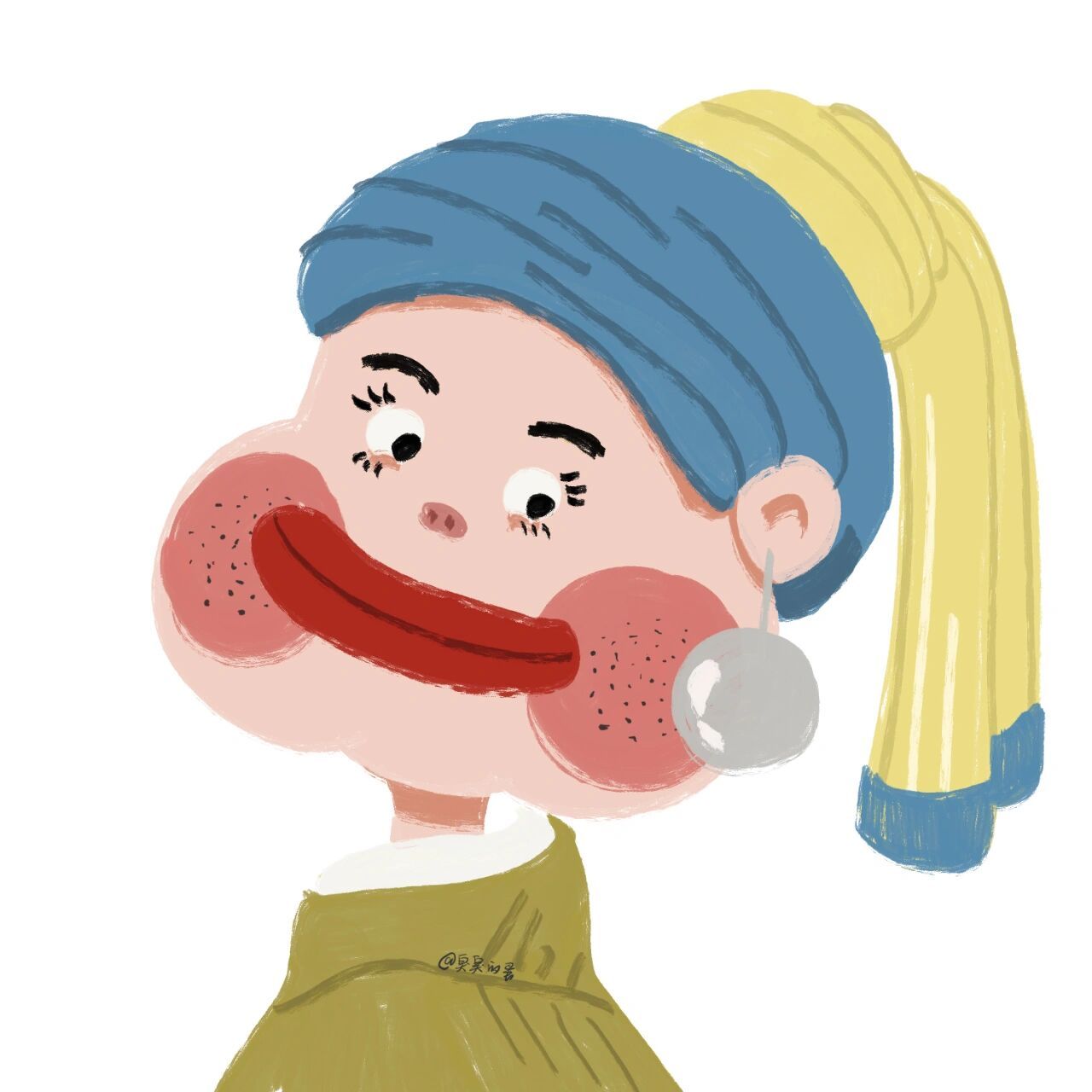 丑萌情侣头像|梵高自画像与珍珠女孩 名画再创之梵高自画像图片均为