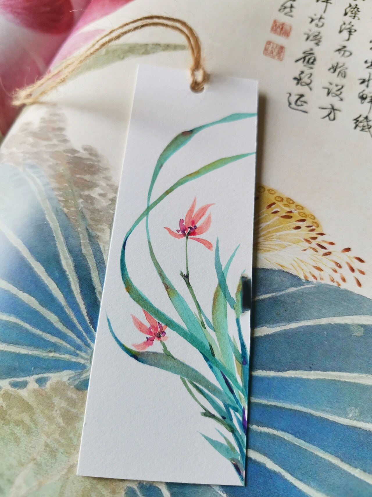 水彩/自制水彩简单兰草兰花书签 附过程