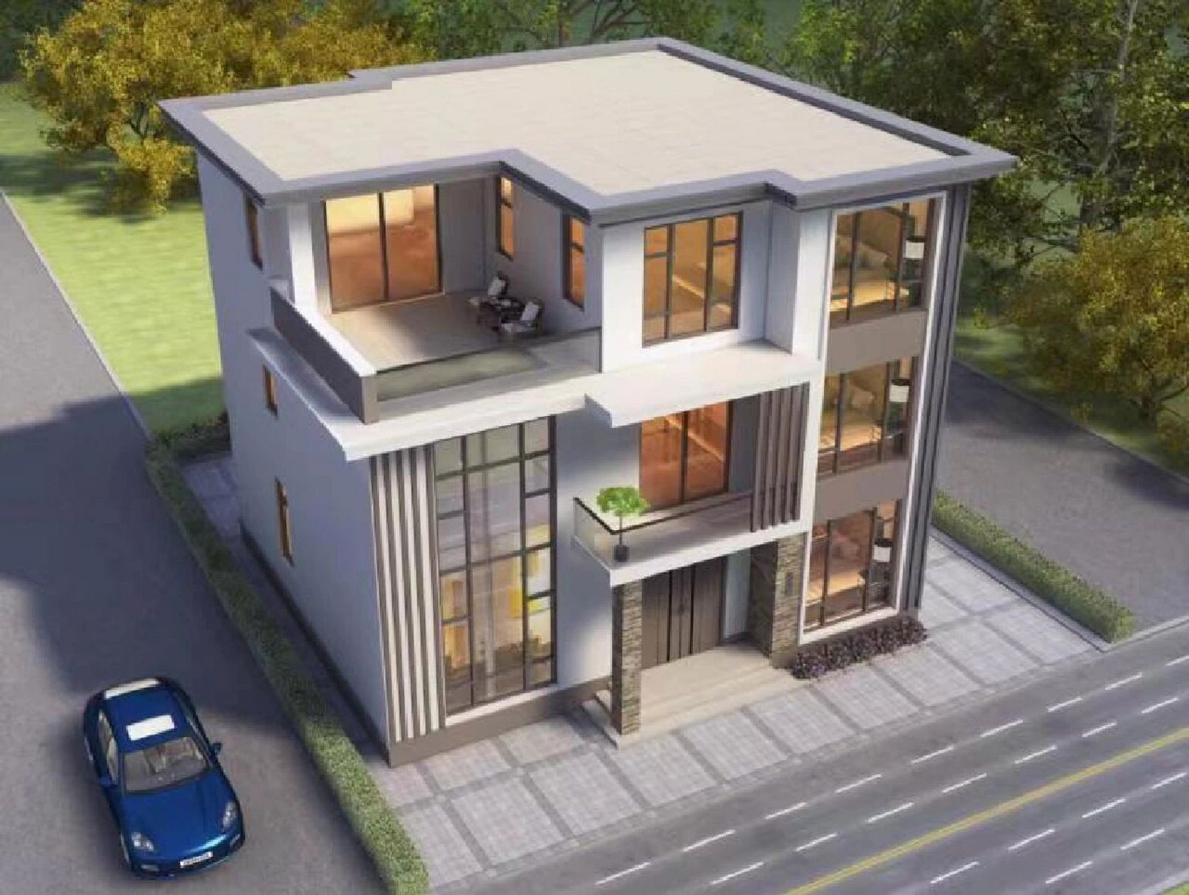 农村自建房三层简约小别墅 简洁实用又美观 现代风格别墅不仅简约大气