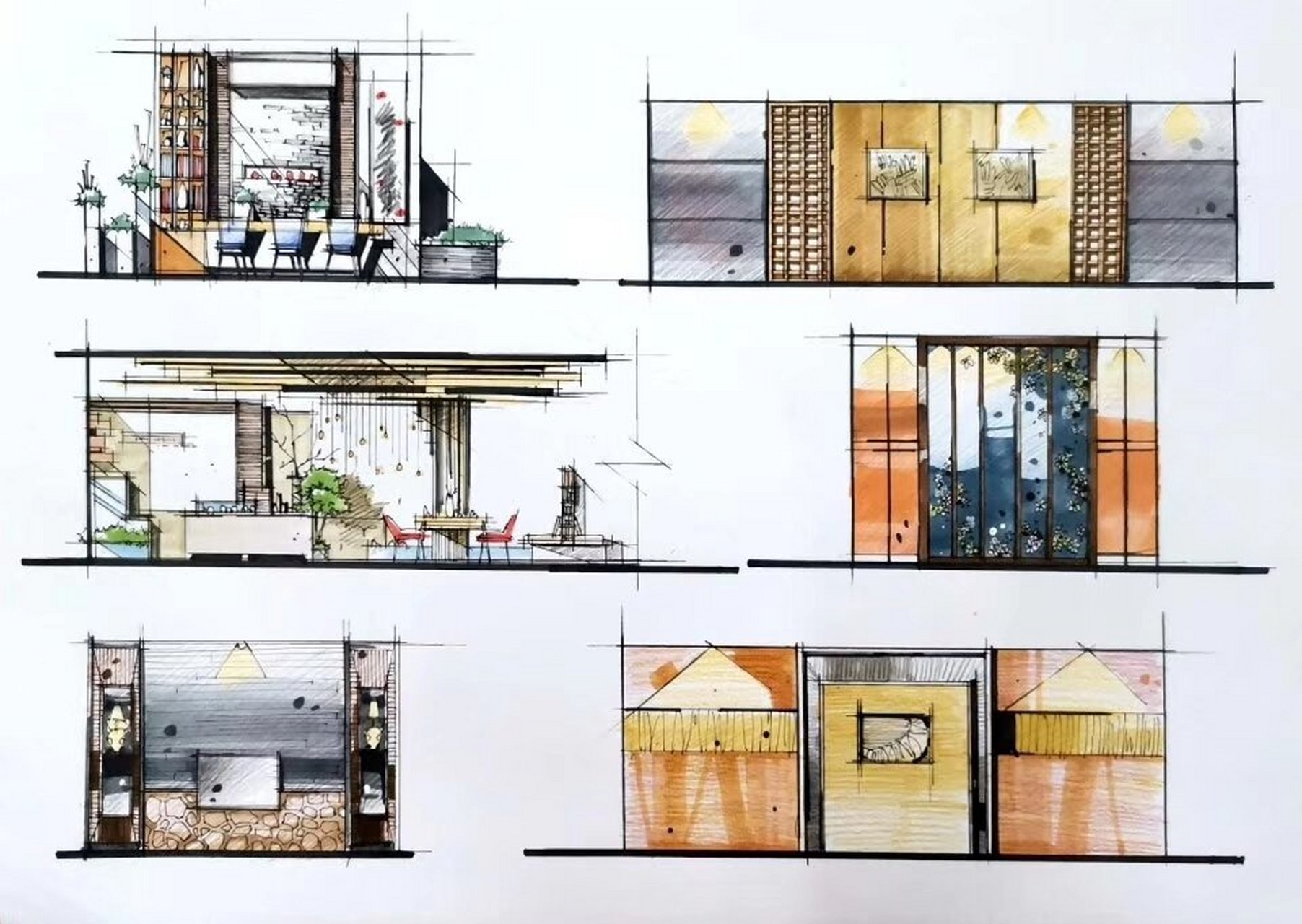 马克笔手绘|室内设计立面图来一波 日常室内立面图来一波练习吧, 手绘
