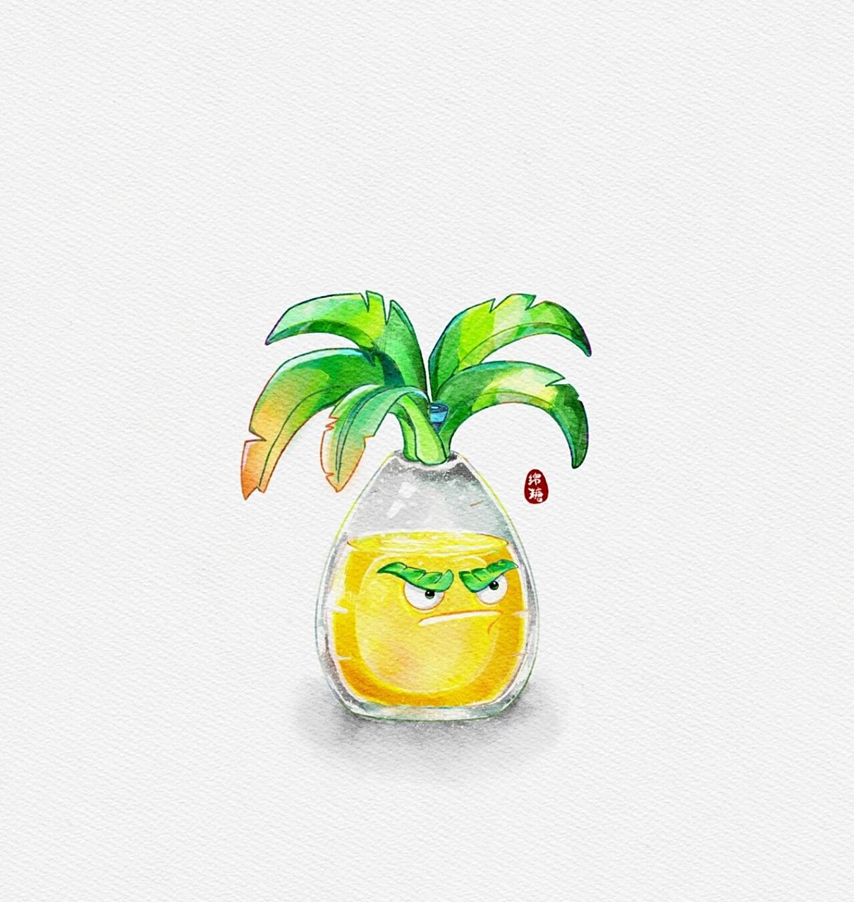 水彩绘画|暗影腕豆|植物大战僵尸 植物大战僵尸里面的无装扮暗影豌豆