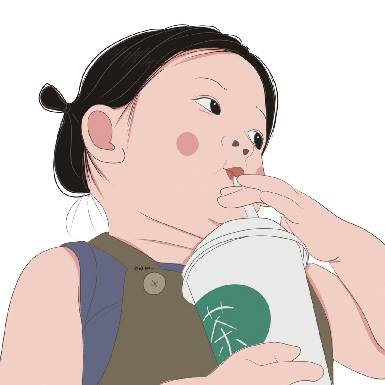 插画 | 头像 | 感觉生活不甜了,喝杯奶茶吧!