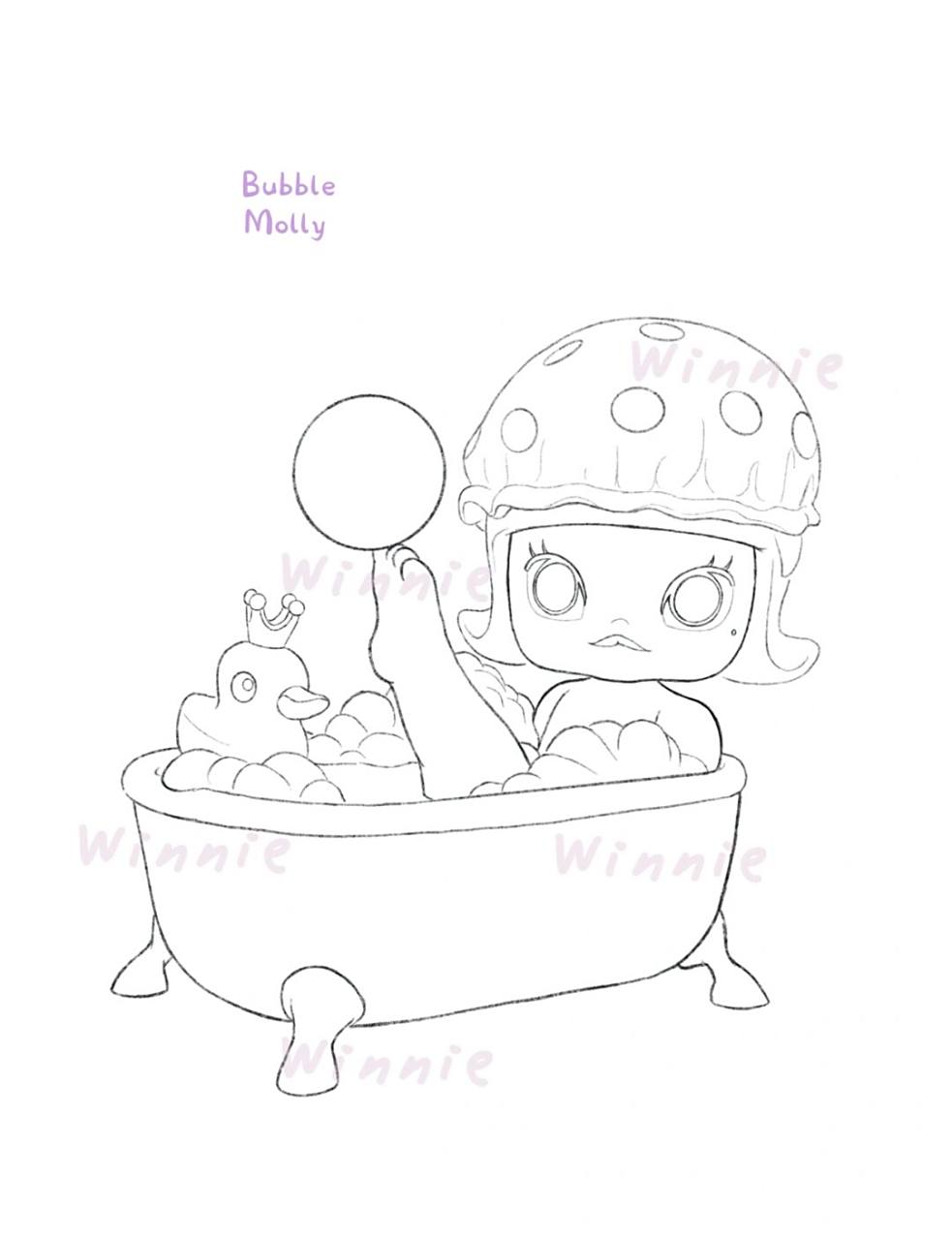 【手绘彩铅盲盒】molly的一天泡泡浴/附线稿 老规矩:完整绘画过程视频