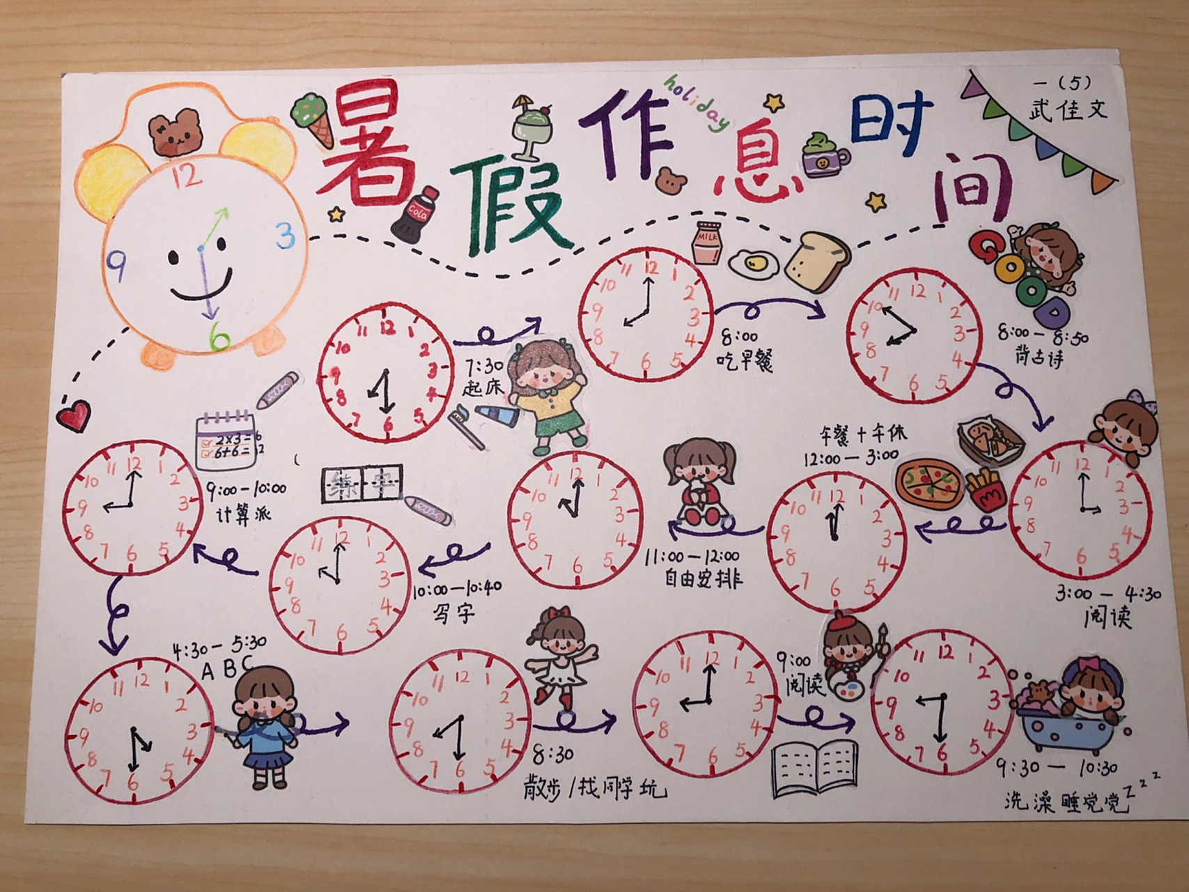 暑假作息时间手抄报 暑假的常规作业就是手抄小报咯～小朋友们要做一