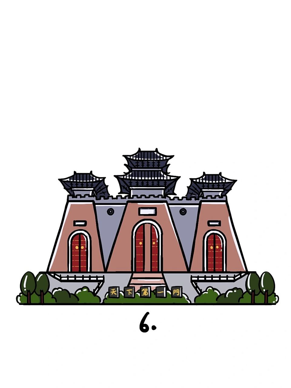 如何画山西临汾华门|地标建筑简笔画教程65 地标建筑简笔画教程65