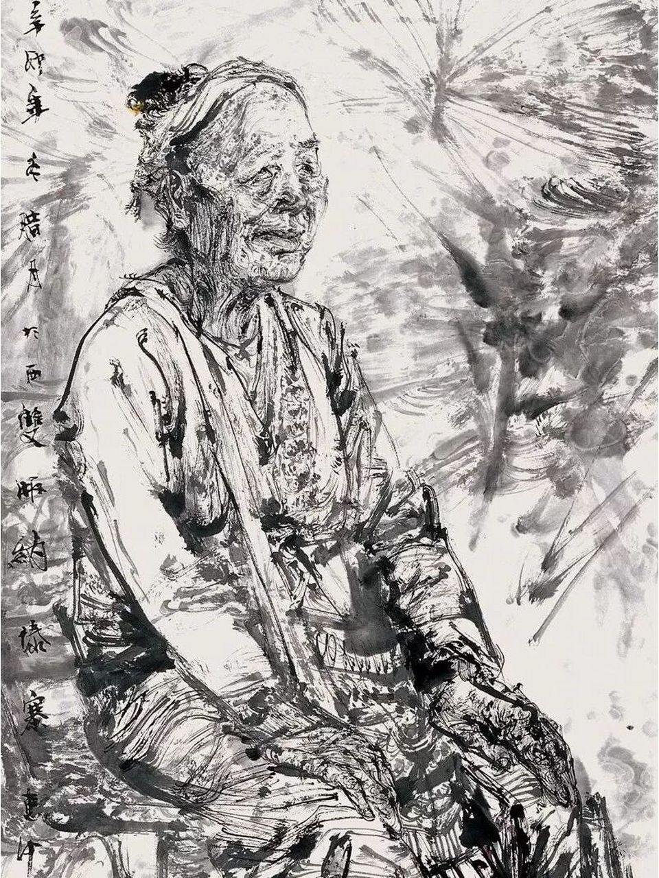 著名画家任惠中 水墨人物画写生作品