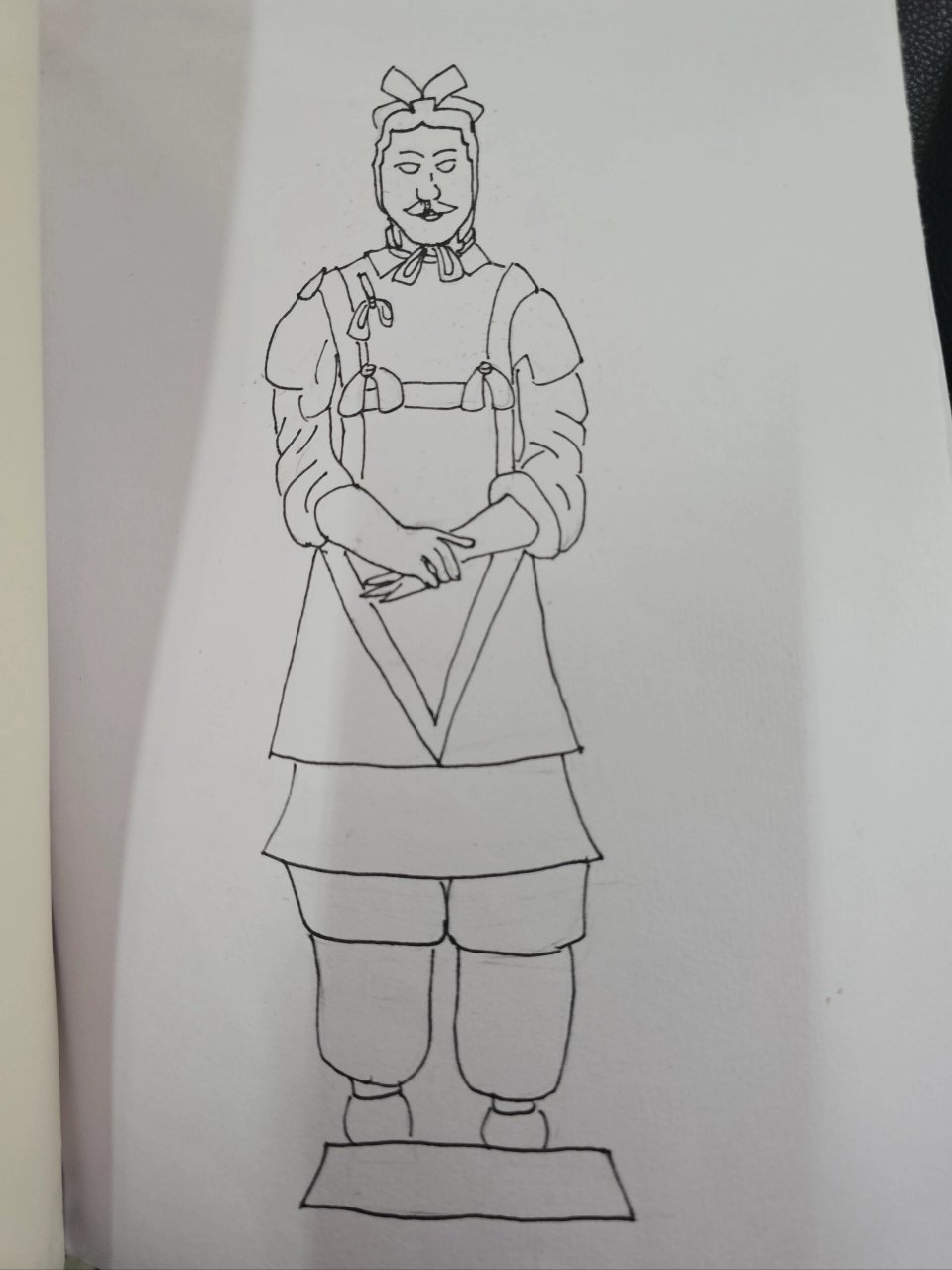 秦陵兵马俑学生作品分享 六年级上册兵马俑线描练习学生作品.