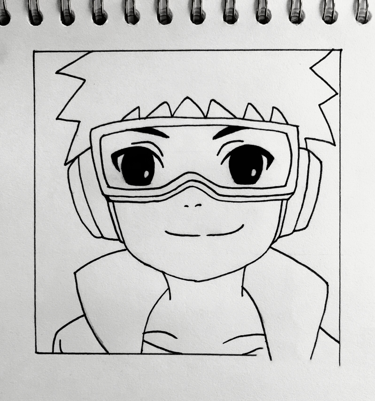 手绘|火影忍者·带土小时候 附过程 ——— 边框:12x12cm 可爱的带土