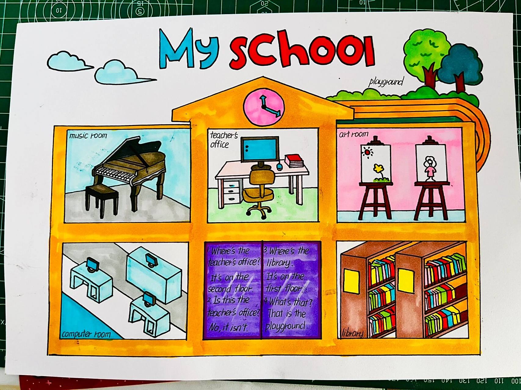 四年级下册英语第一单元 my shool手抄报