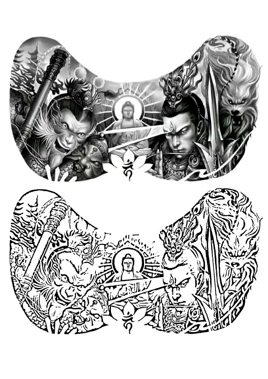 花胸纹身图案手稿线稿收藏 花胸传统纹身手稿图案收藏3