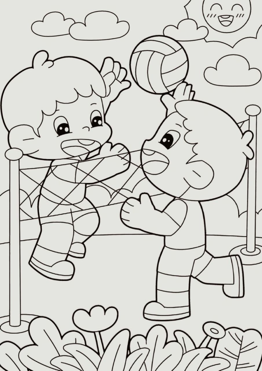 儿童主题画|《打排球》|幼师简笔画