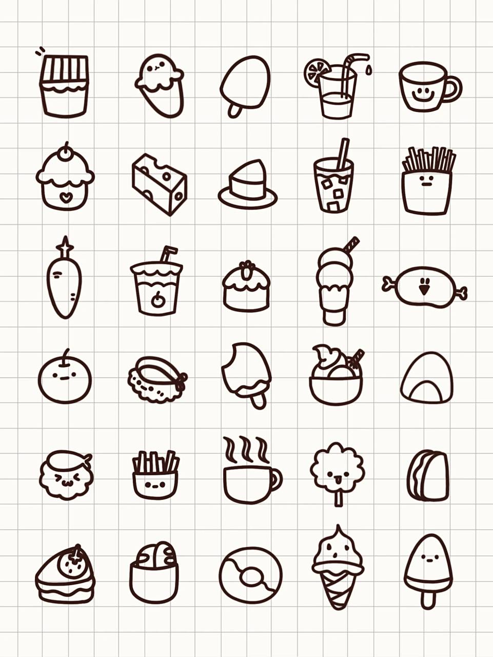 4简笔画|手帐素材贴纸小食物 909392900695930709