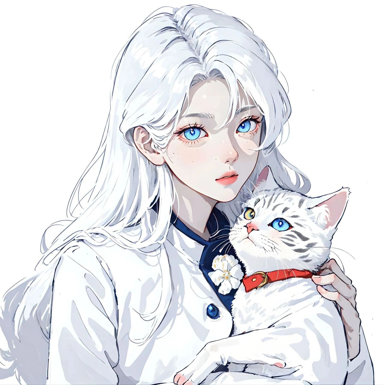 小猫咪需要人陪,我也一样 97|情侣头像 抱猫情侣头像来一组