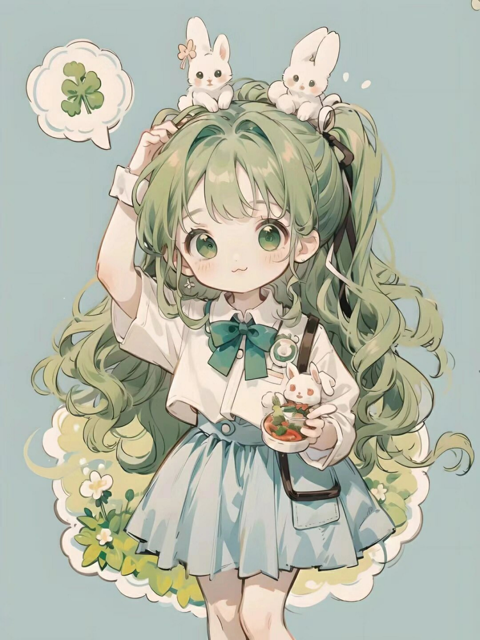 一组仙气的绿色人物头像