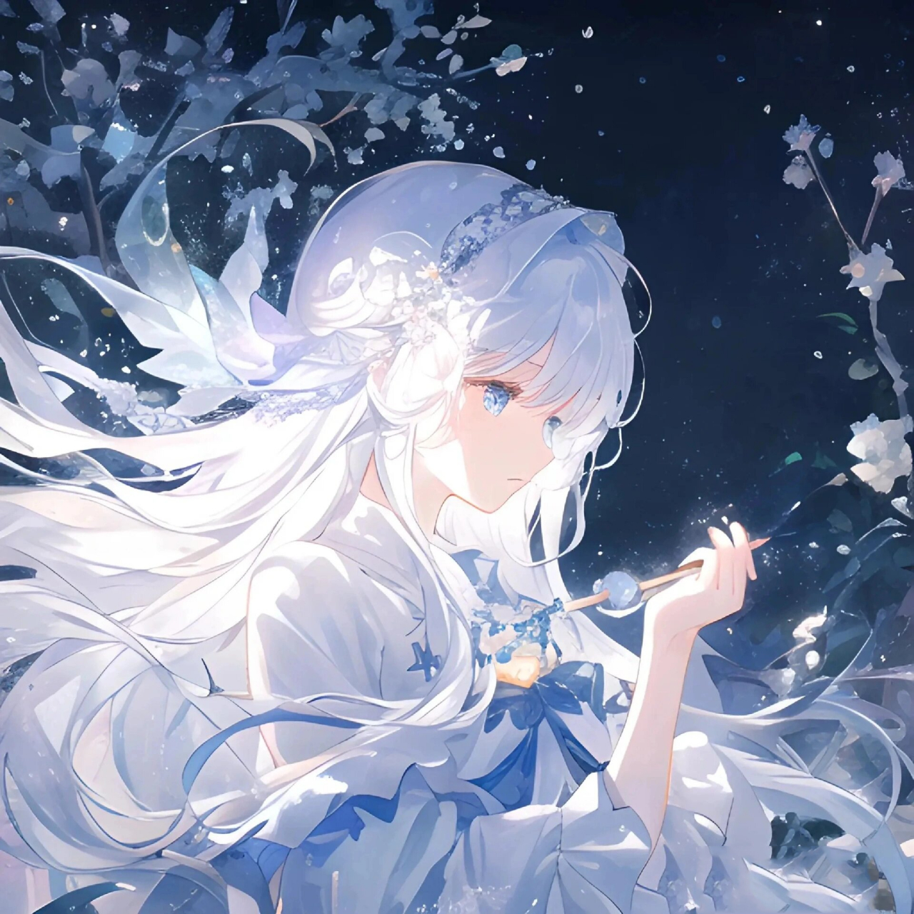 白蓝色系女生动漫头像 原创隅悸动 不喜勿喷 不是原创 原创作者是隅