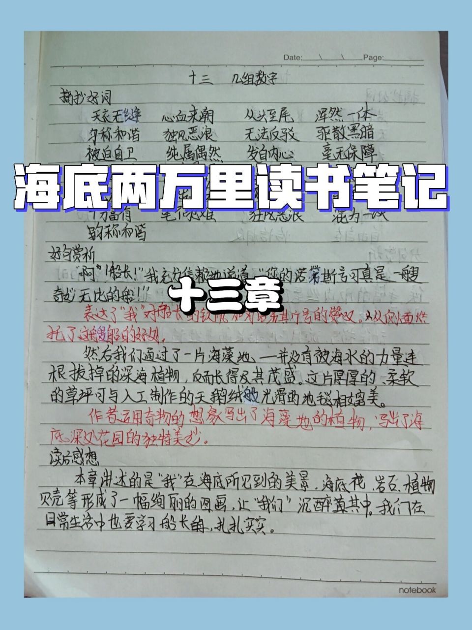 海底两万里读书笔记,第十三章,带赏析