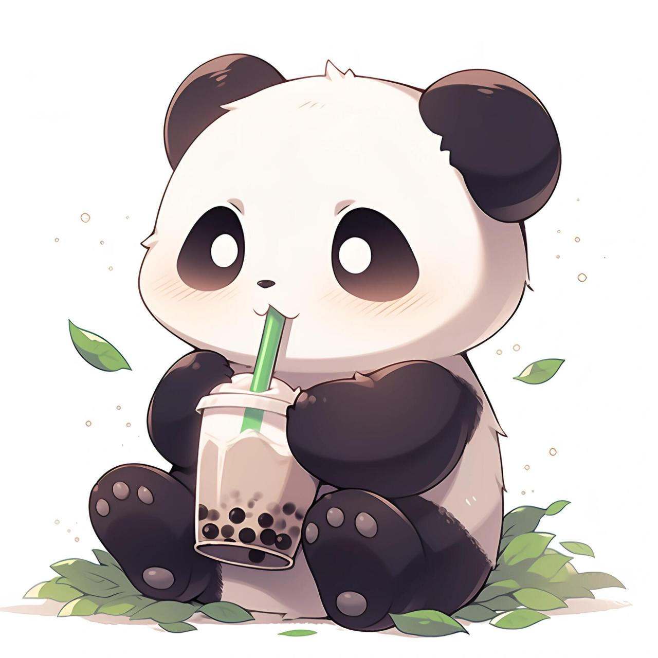 喝奶茶的可爱熊猫 和大熊猫一起来喝奶茶吧