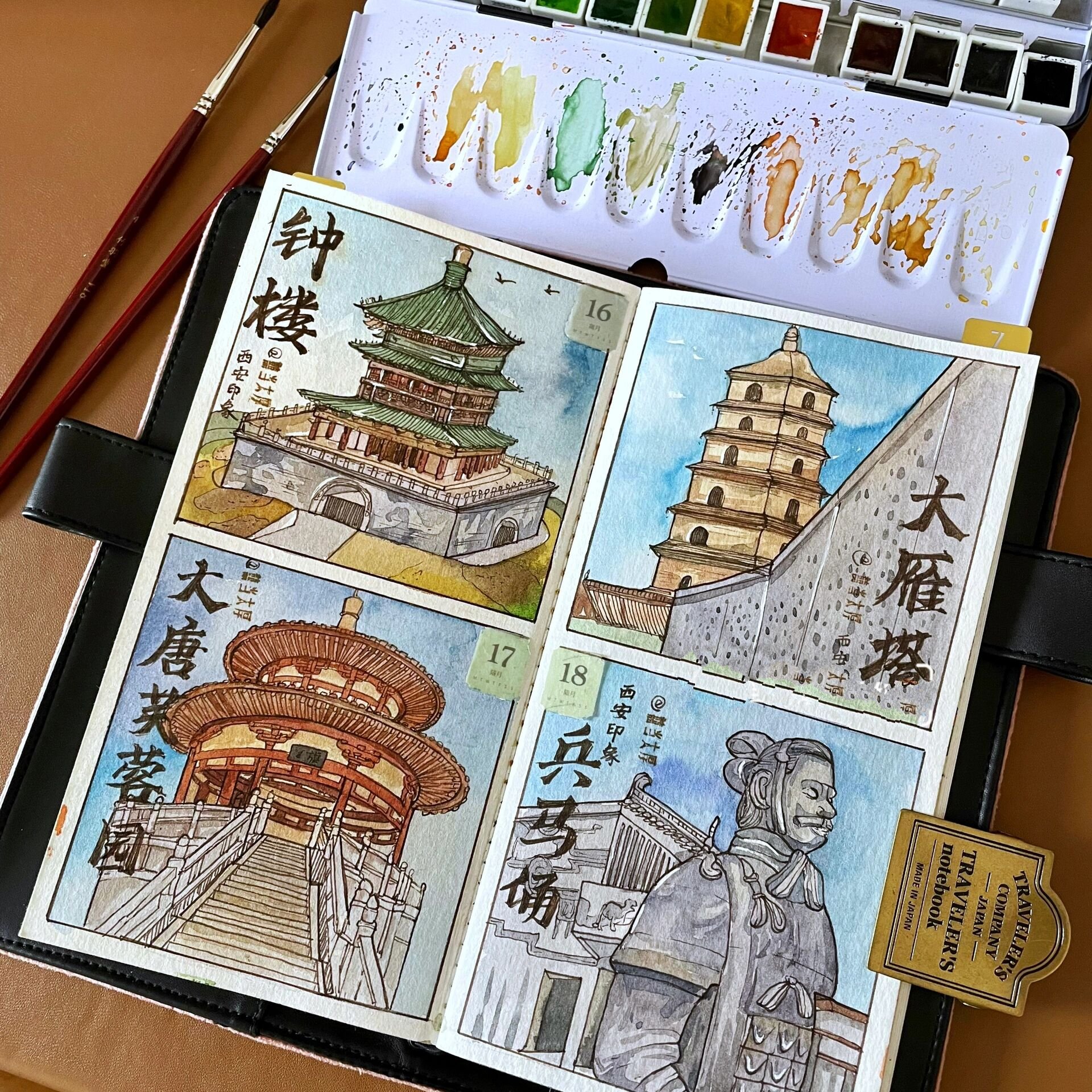 西安钟楼的夜色,大雁塔下的红墙,大唐芙蓉园中的唐代皇家园林,栩栩如