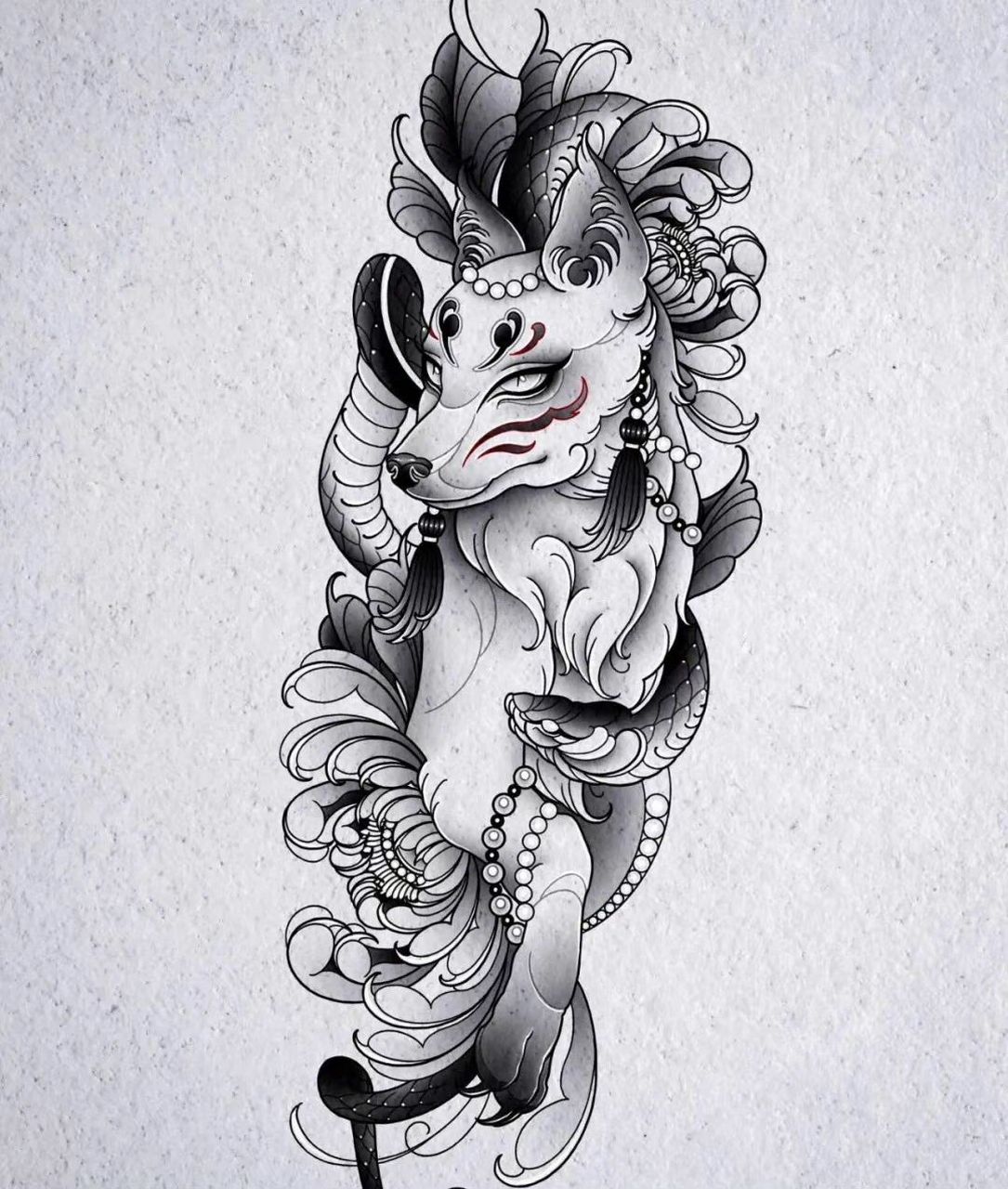 狐狸纹身手稿分享 | 欧美new school新传统