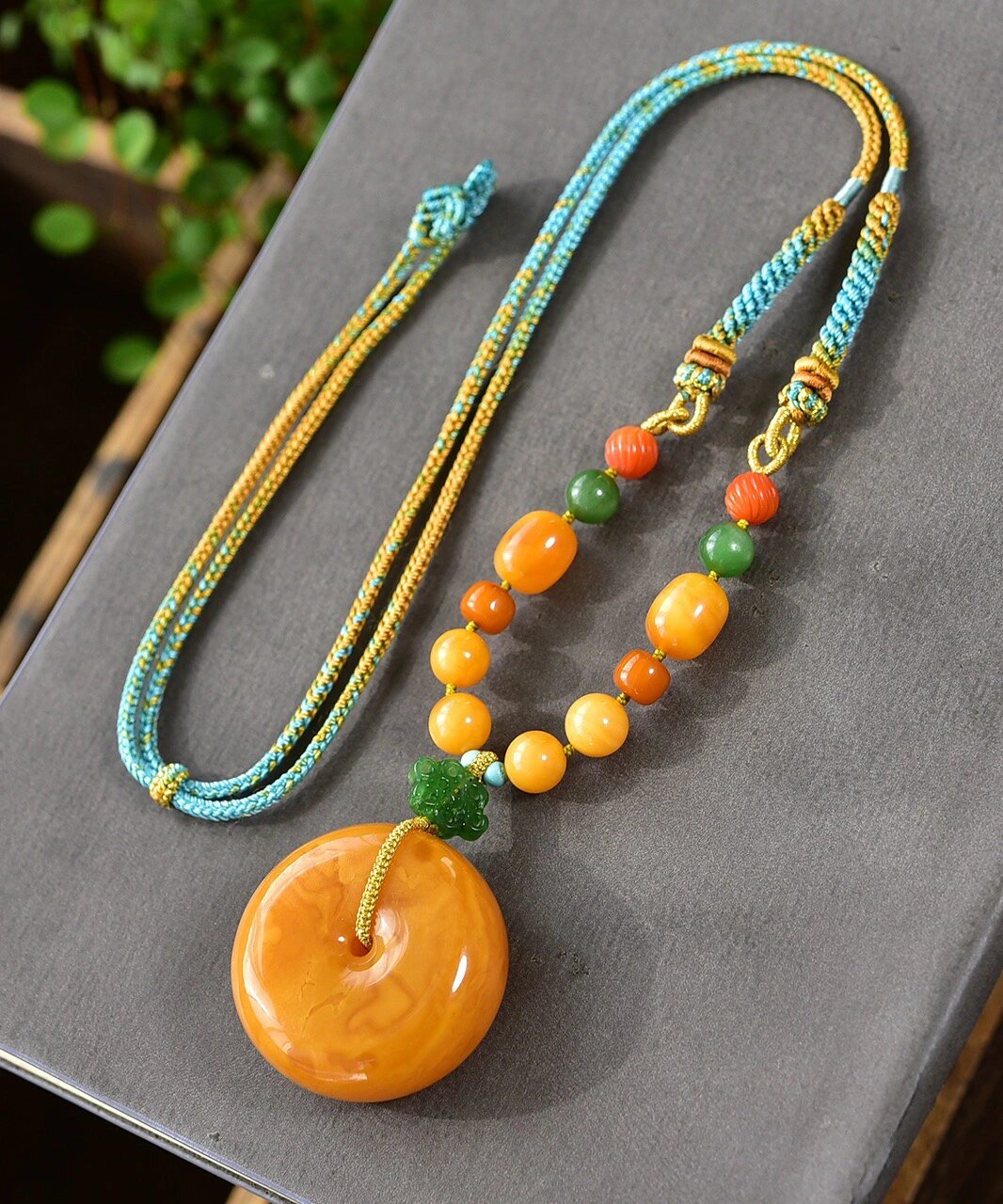 天然蜜蜡平安扣吊坠项链 平安扣～天然欧洲鸡油黄老蜜蜡平安扣吊坠