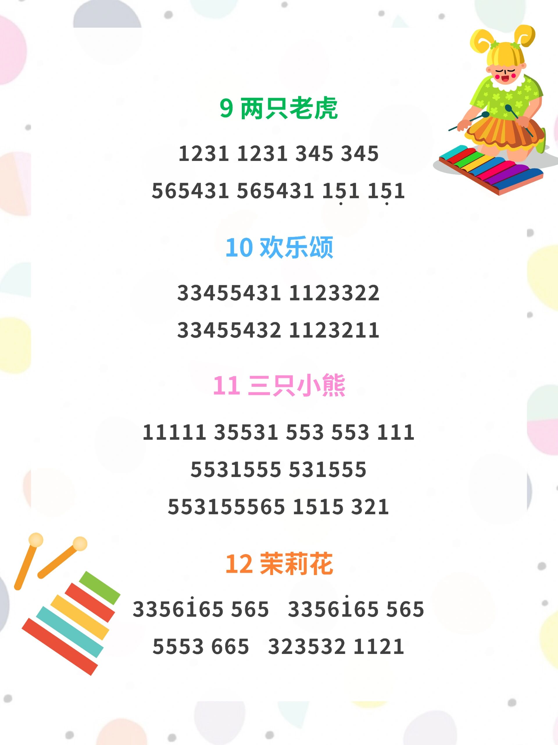 简单易学的琴谱❗️都是宝宝喜欢的歌❗️ 在家早教