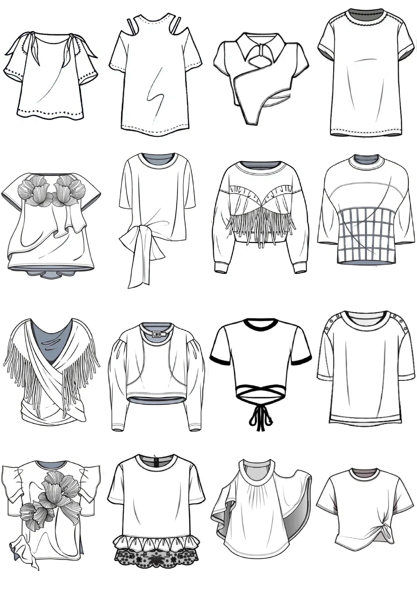 服装设计细节干货 t恤款式图41566