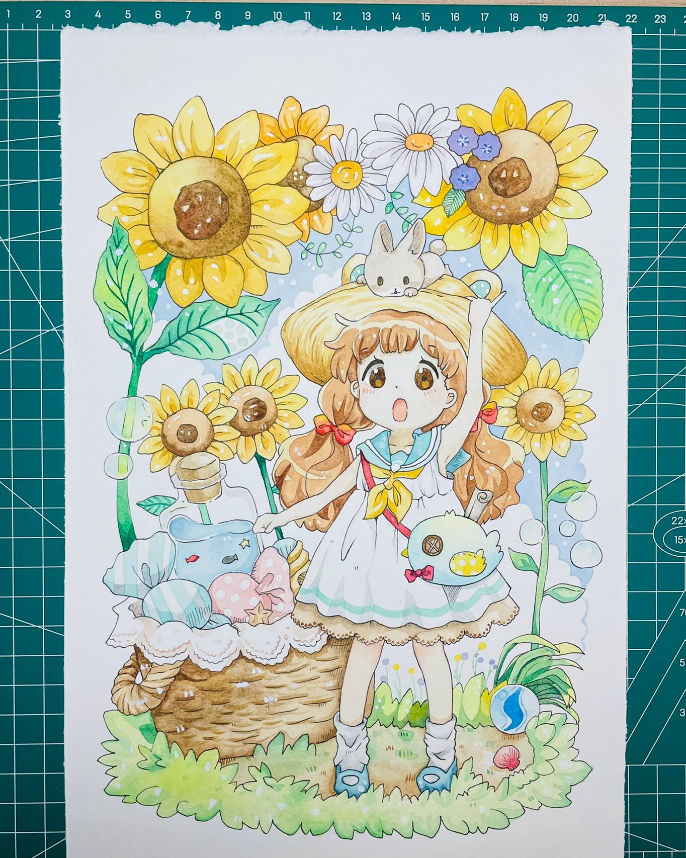 简单水彩手绘 动漫人物 水彩的上色过程非常的治愈 最后一张是线稿 这