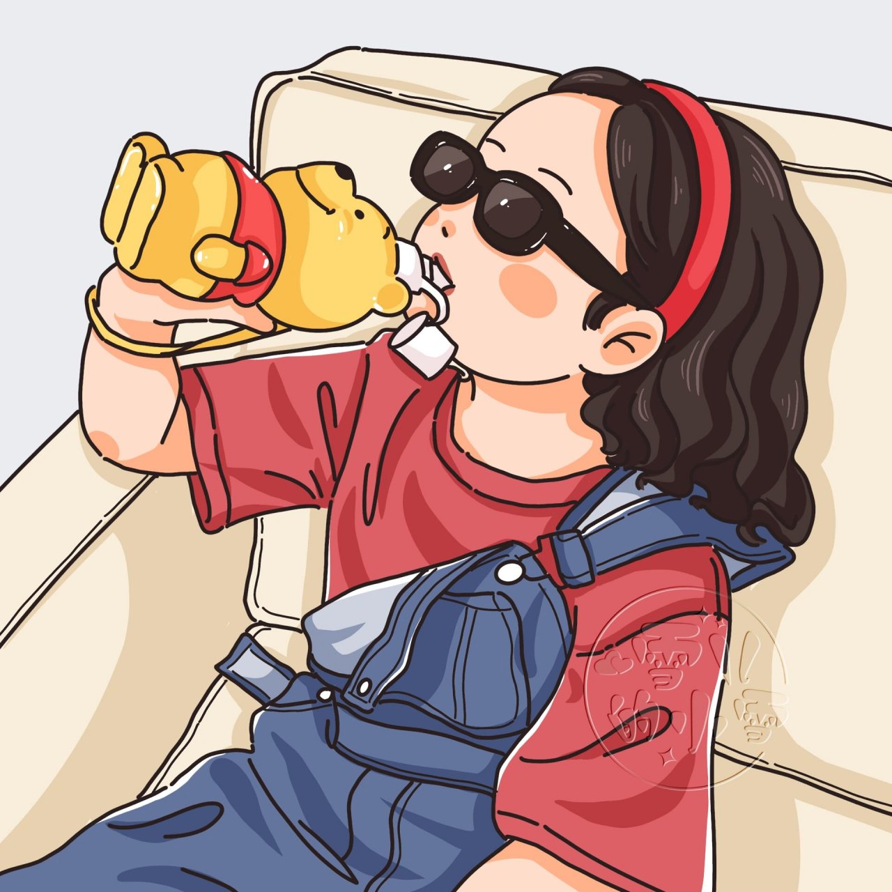 可爱喝水头像 就算喝水,也要保持优雅～ 原图来自