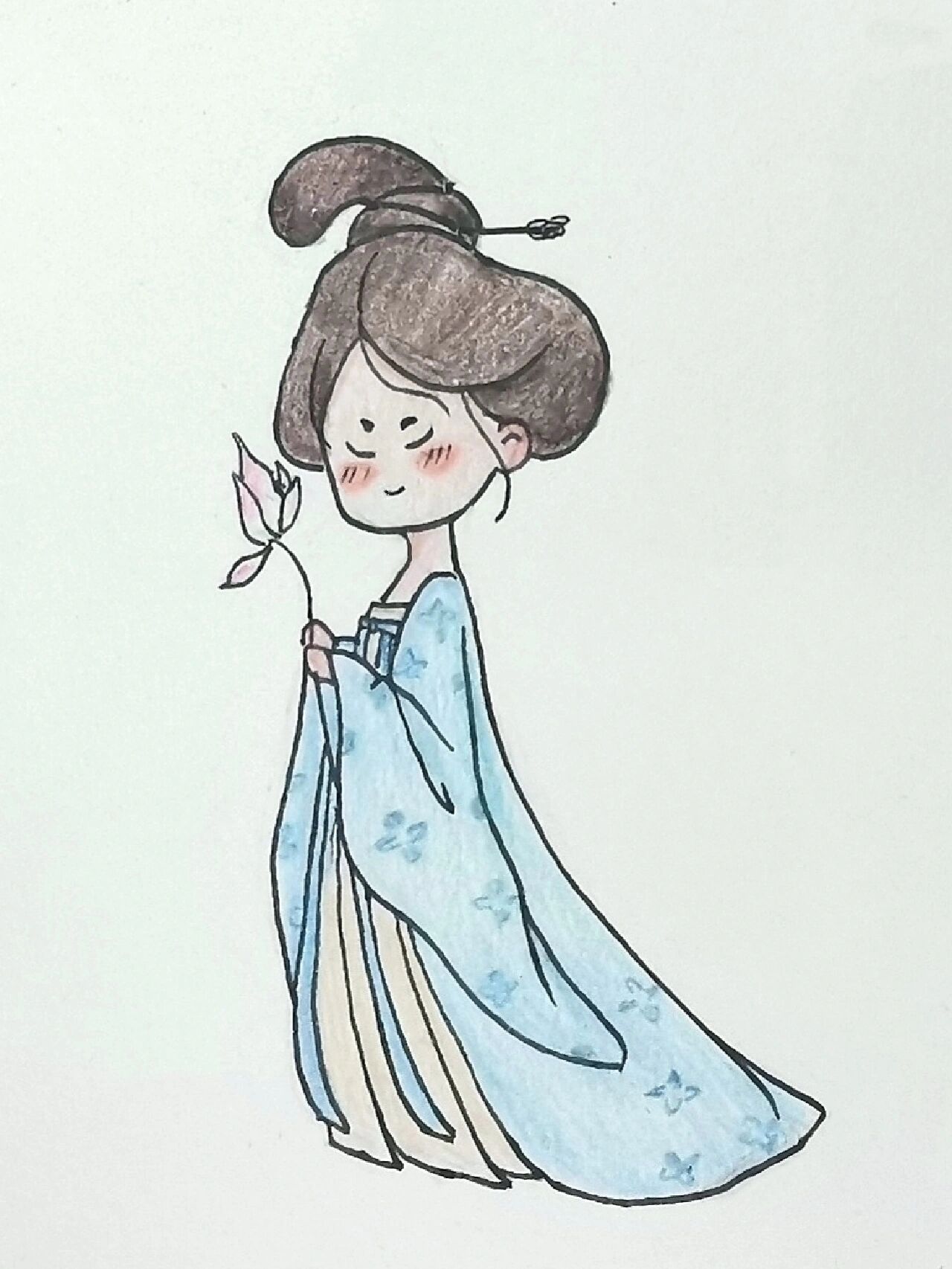 彩铅|简笔画|汉服q版人物