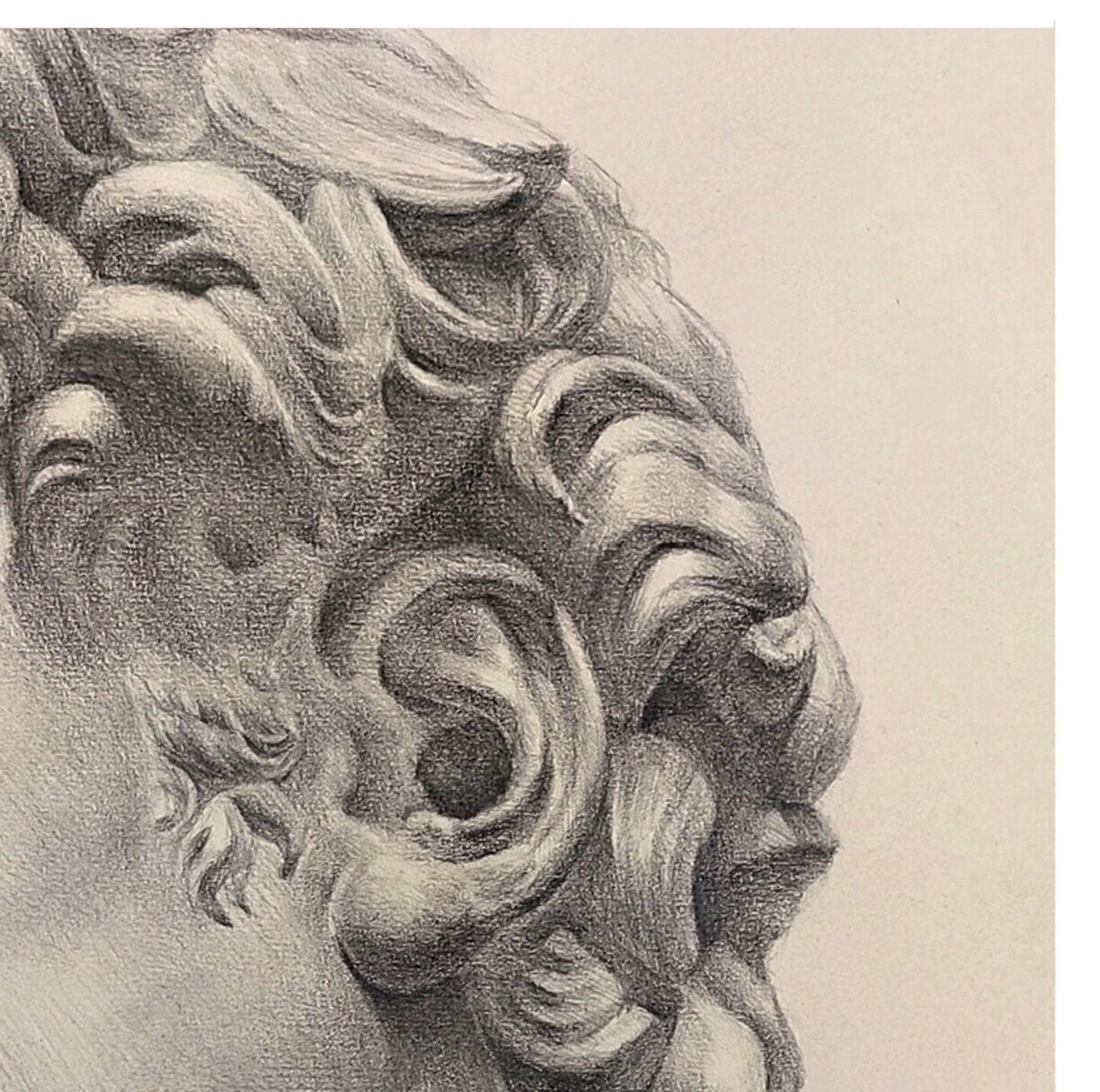 素描|石膏头像 大卫 局部的描绘及作品大卫石膏像 	 作品版权问题