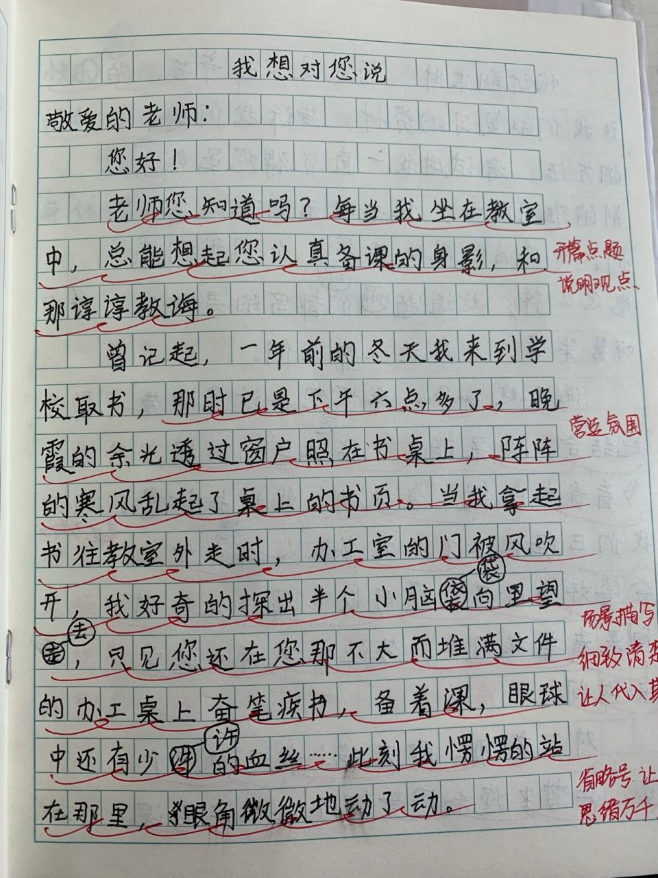 五年级作文《我想对您说》