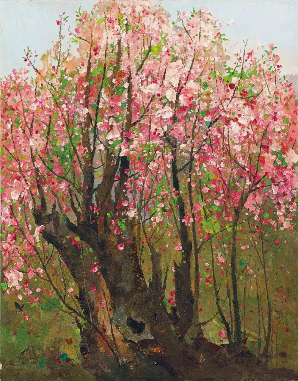 04亿港元成交领衔华人艺术   《红梅》油画画布裱于木板, 一九七三年