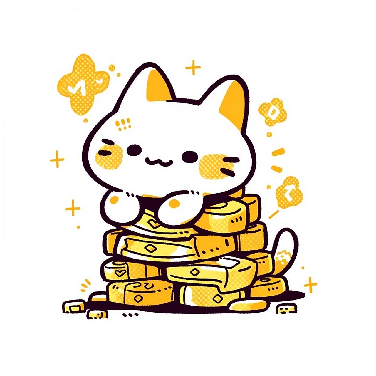 卡通头像|坐拥金山小财迷猫猫