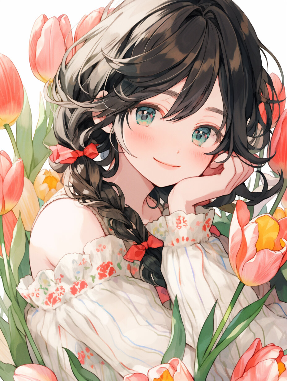 捧花女生头像