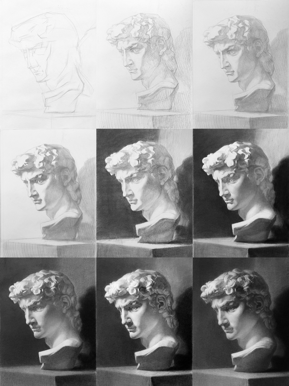 素描大卫像(附步骤图) 这是一个用原作扫描数据,树脂材料3d打印出来的