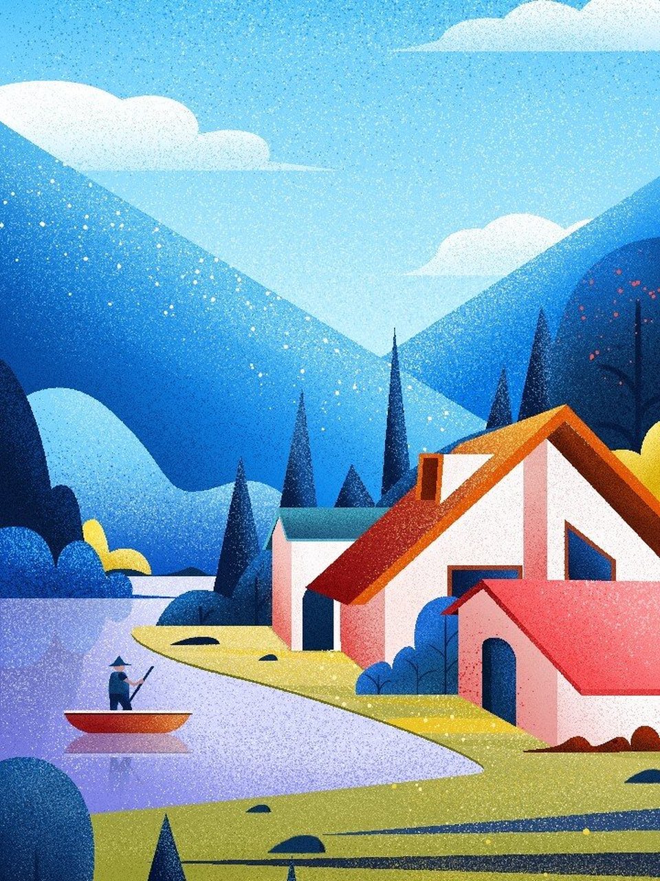 工作作品系列2---渐变风景插画