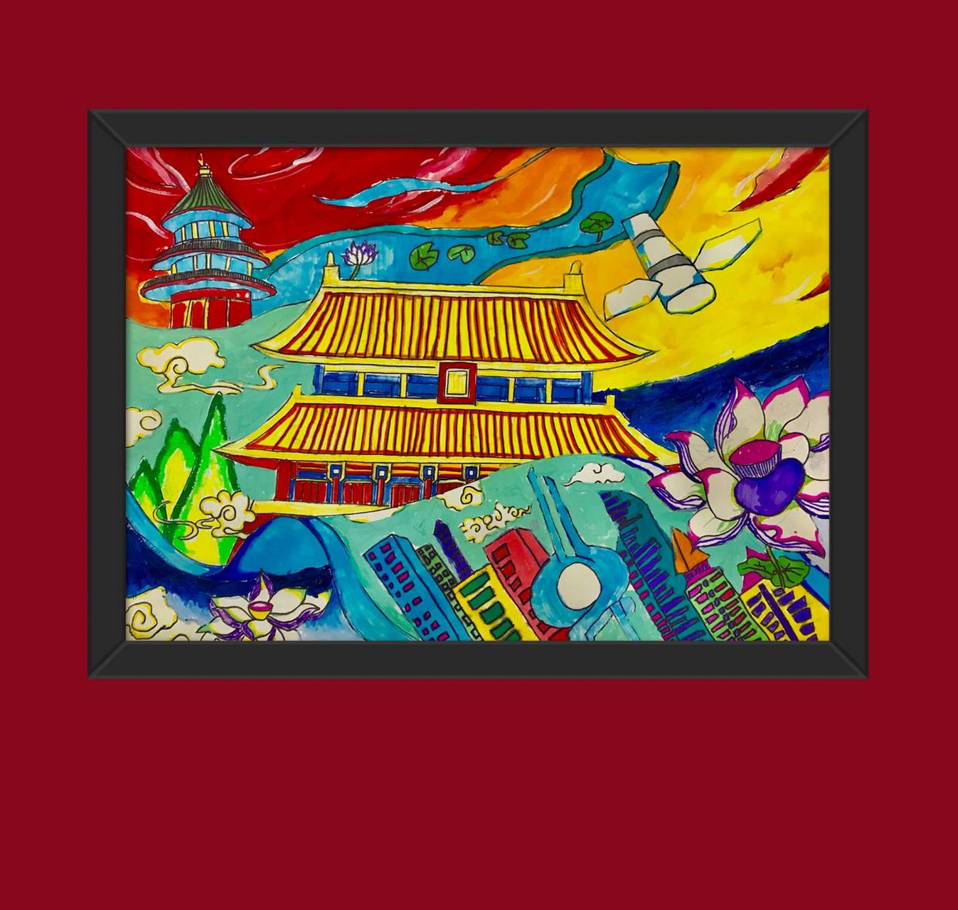 爱家乡,爱祖国主题绘画 第二波来啦～ 1.《共祝家乡美》 2.
