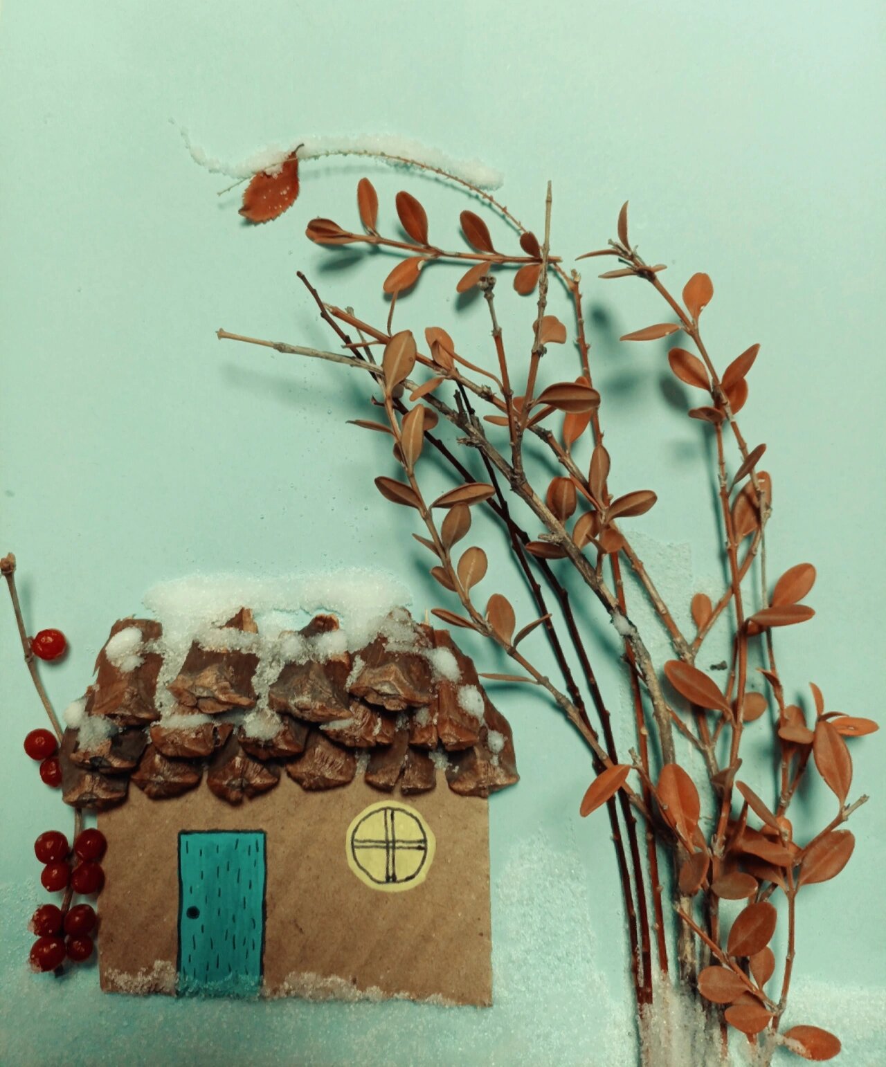 松树塔手工贴画