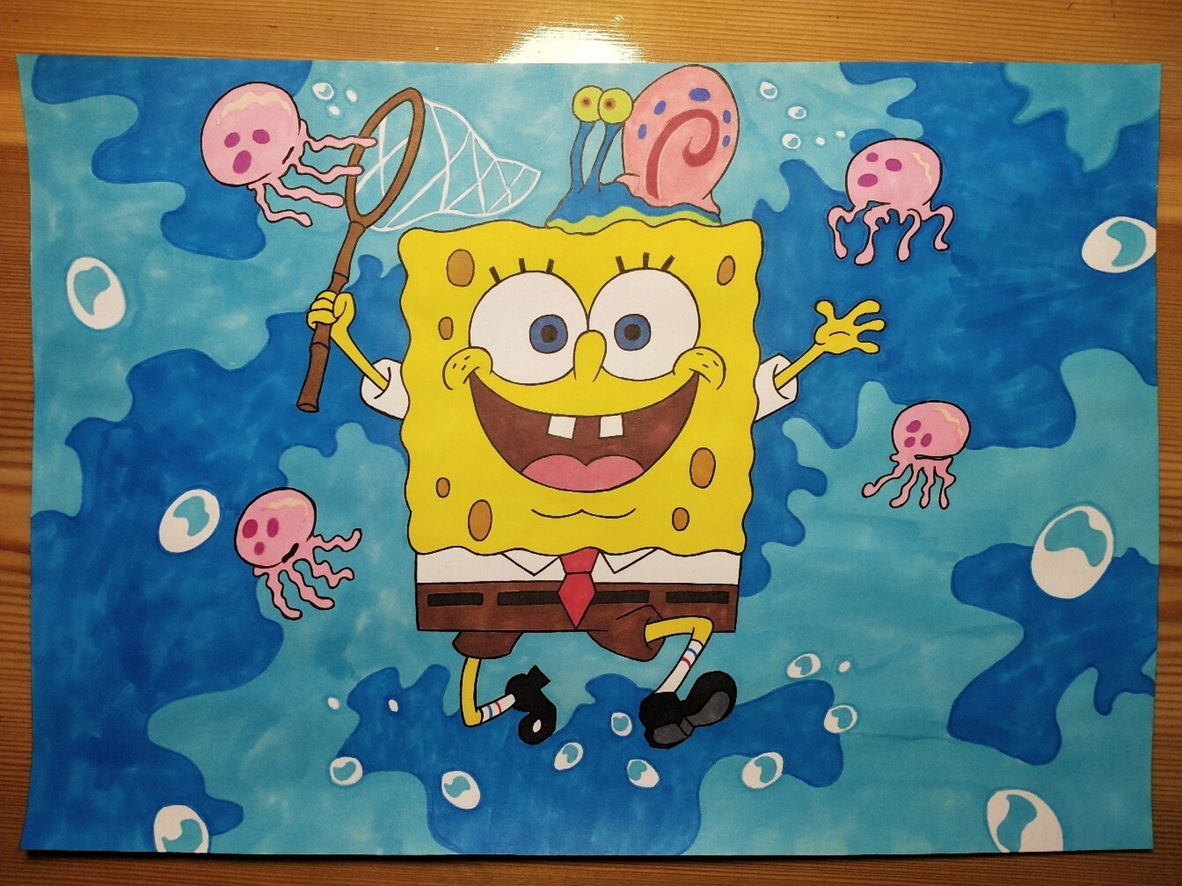 海绵宝宝手绘打卡(附原图) 海绵宝宝手绘,最后两张原图,背景马克笔63