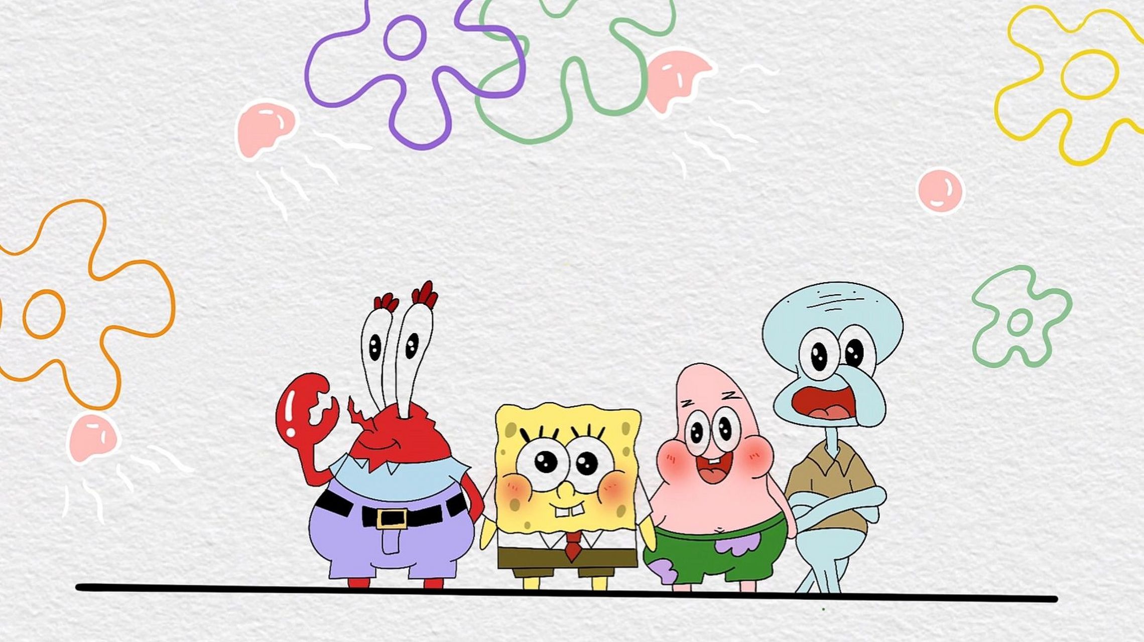 简笔画|海绵宝宝&章鱼哥&派大星&蟹老板78 大工程,作为新手,我真的