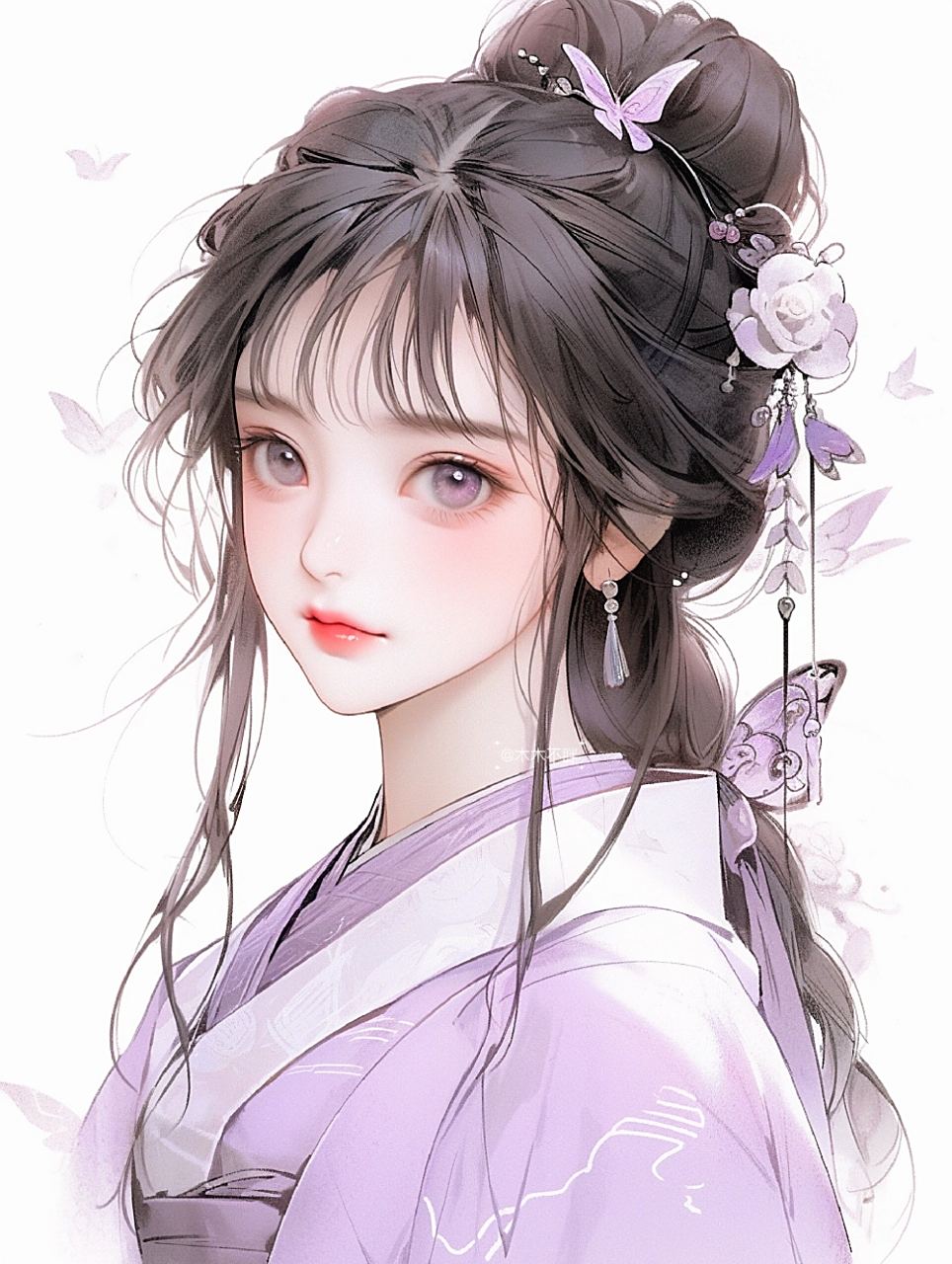 原创古风头像壁纸|紫色系汉服美女唯美壁纸