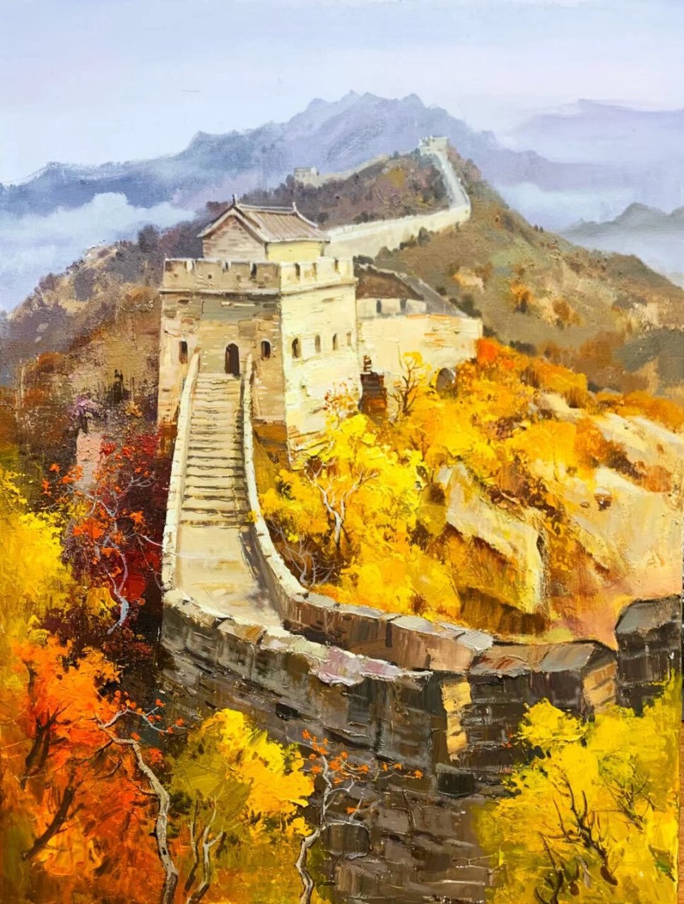万里长城 油画 秦老师原创油画作品 90x120 布面油画 可收藏 欢迎咨询