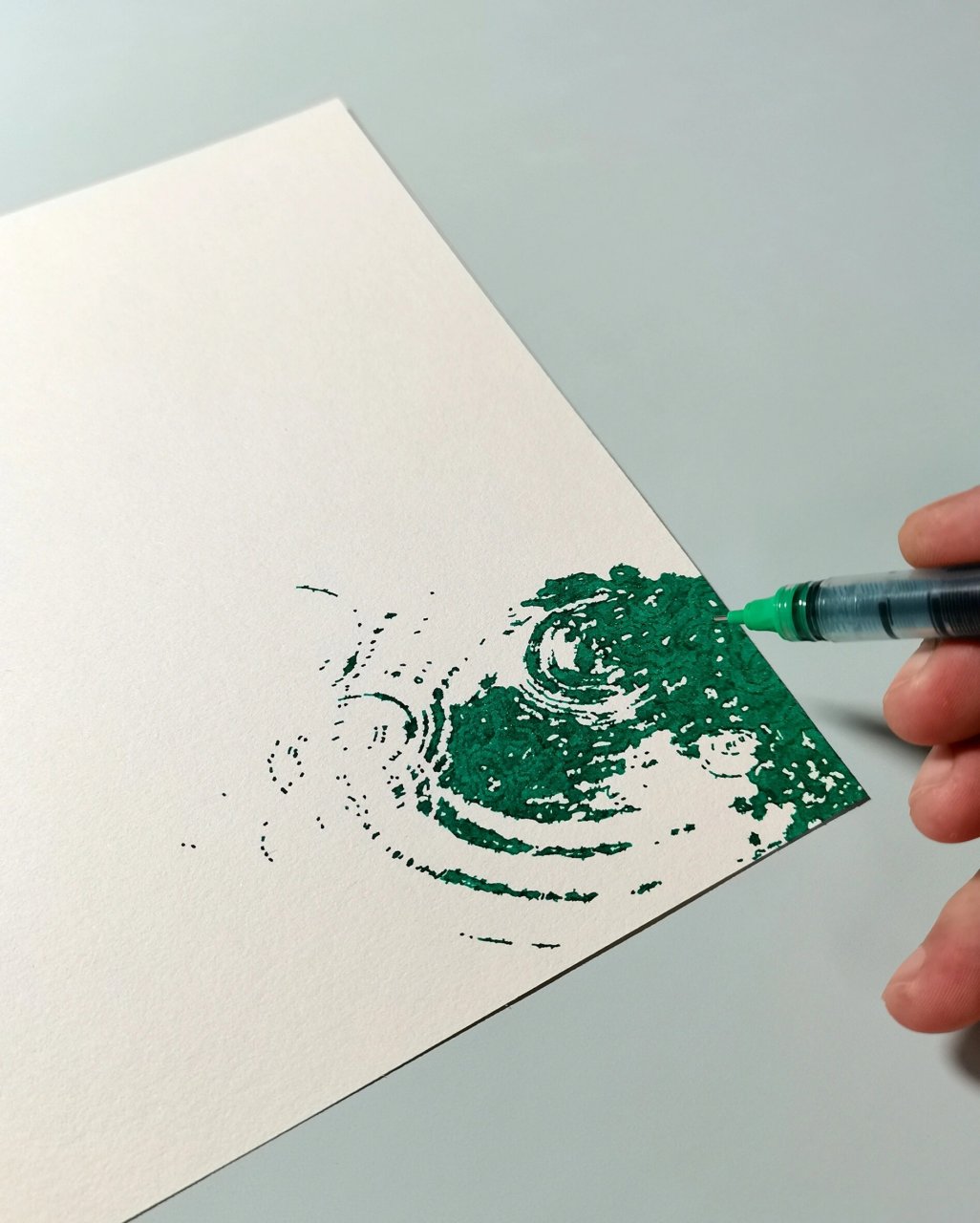 【风景速写】涟漪画法 画好涟漪其中一个难点在于交界 黑白转换的交界