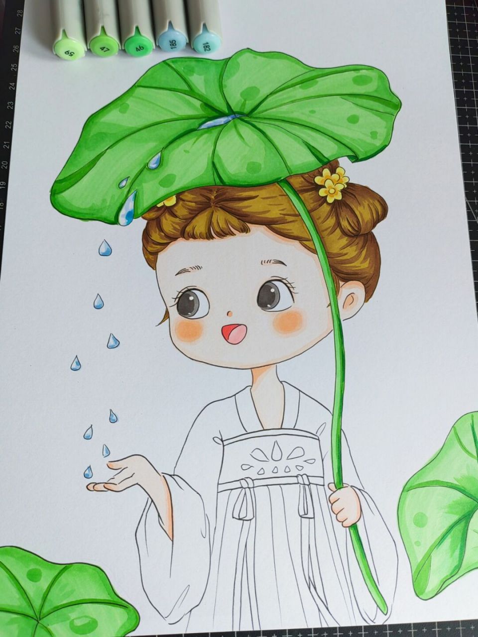 古风夏日头像 #古风插画# #马克笔手绘# #画画# #古风头像# #夏日