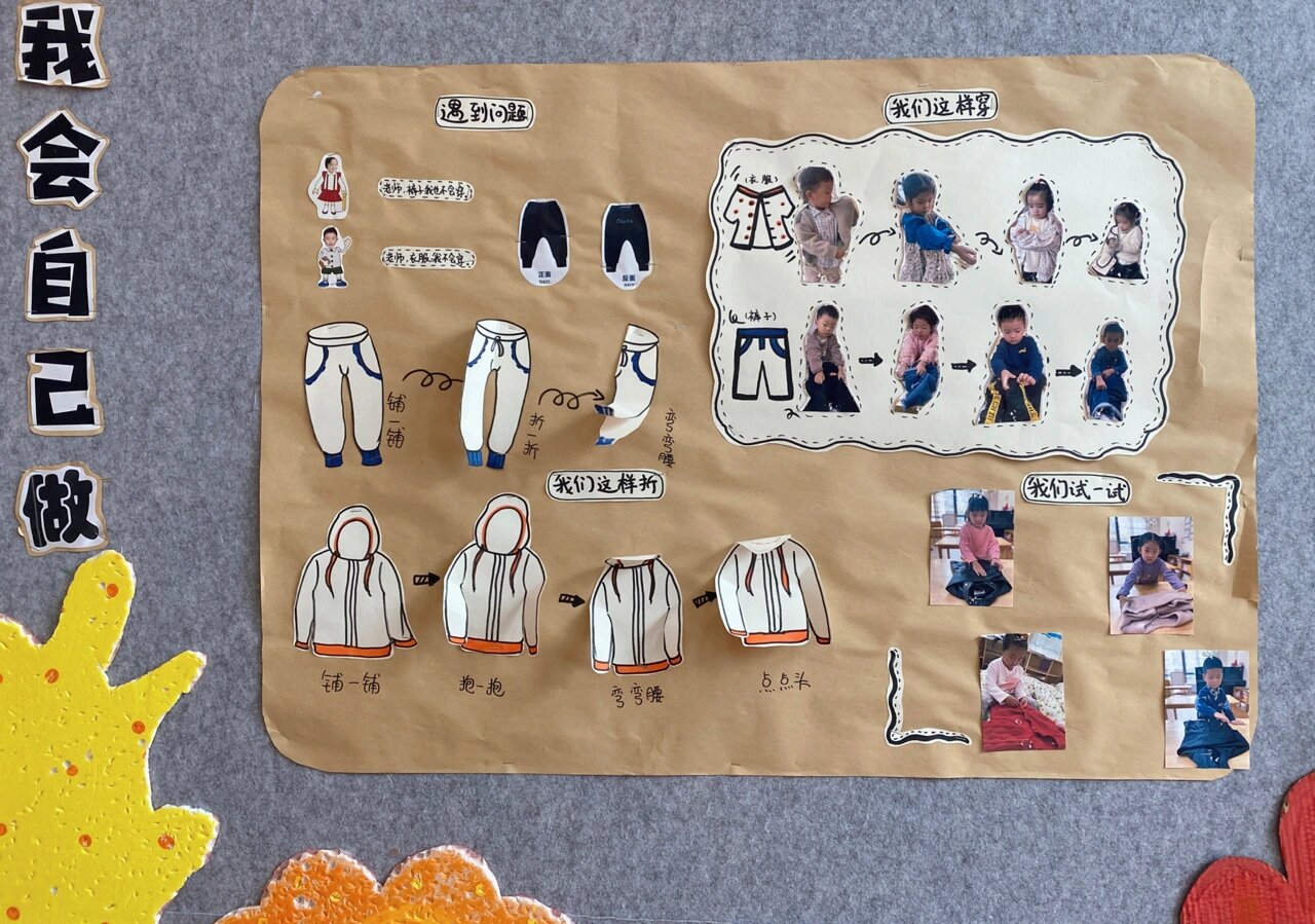 幼儿园主题墙我会自己做 我会自己穿衣服 我会自己穿裤子